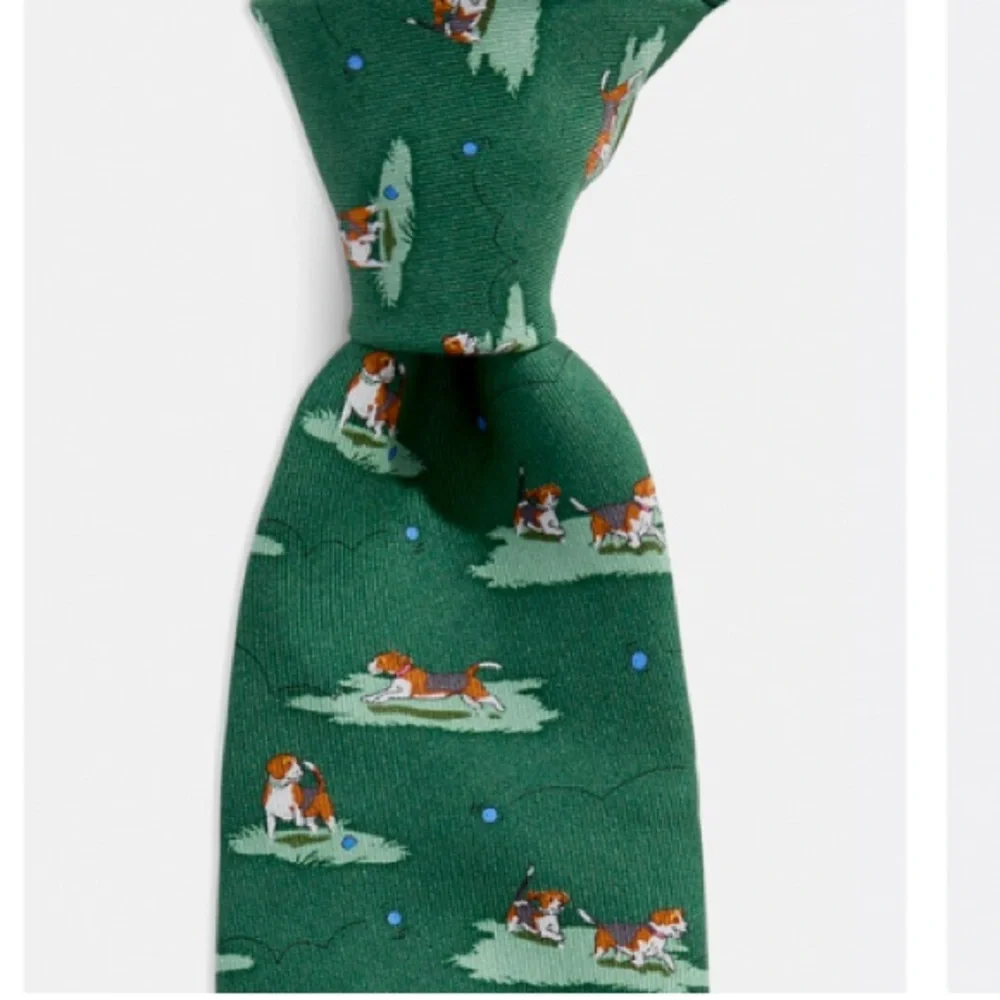 🆕Vineyard Vines-Boys Fetching Beagles Tie, Charleston Green, OneSize, NWT